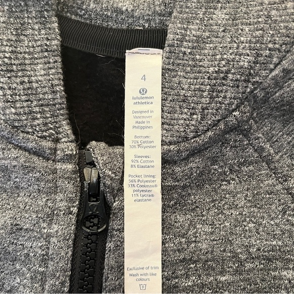 Lululemon Pleat To Street Bomber Jacket Heather Snow Slub Coal Womens Small 4 - Picture 13 of 14